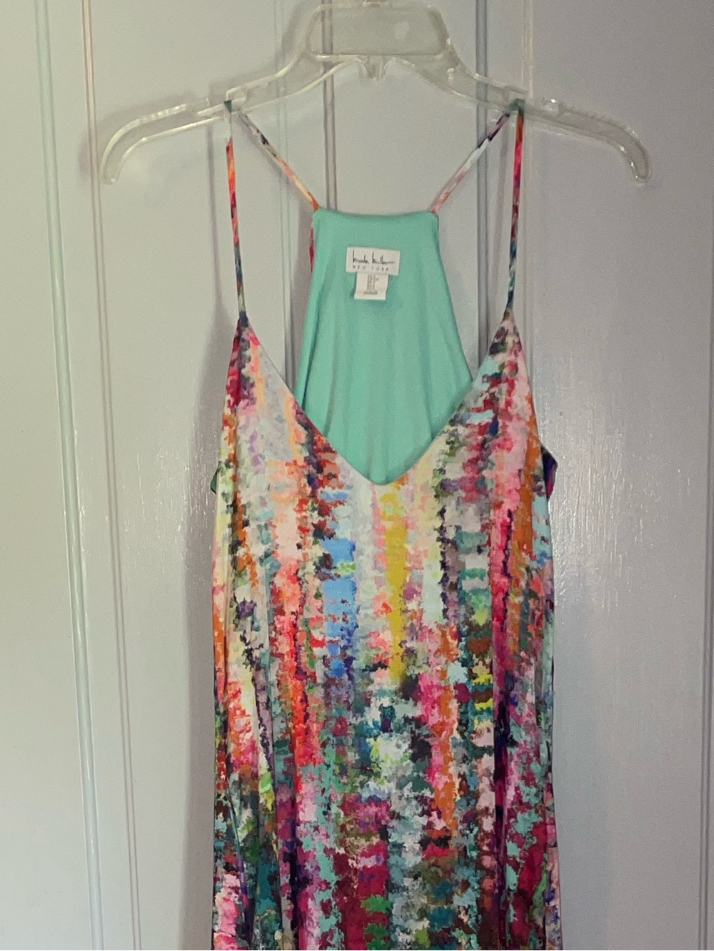 Nicole Miller Multicolor Abstract Print Maxi Dress with Mint Lining - Picture 3 of 7